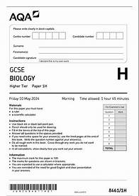 Video thumbnail for Official summer 2024 AQA GCSE BIOLOGY 8461 1H Paper 1 Higher Tier Merged Question Paper + Mark Schem