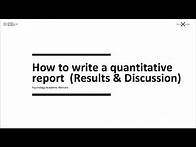 Video thumbnail for Writing a quantitative report (APA) Results & Discussion