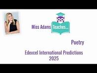 Video thumbnail for Edexcel iGCSE Poetry Predictions 2025 with Miss Adams Teaches