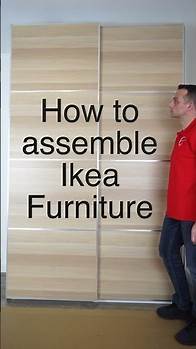 Video thumbnail for New Ikea PAX wardrobe with sliding doors tutorial. Ikea furniture assembly instructions