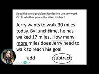 Video thumbnail for Key Words in Addition and Subtraction Word Problems