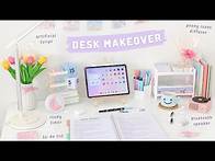 Video thumbnail for Aesthetic Desk Makeover ✨ stationery organization + unboxing haul 📦