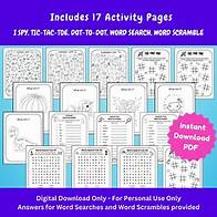 Video thumbnail for 50 Kids Activities, Printable Activity Bundle, I Spy, Coloring Pages, Mazes, Word Search, Dot to Dot, Word Scramble, Games, Digital Download - Etsy