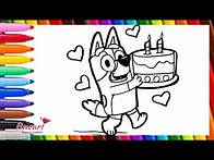 Video thumbnail for How to Draw Colour and Painting Bluey with her Birthday Cake 🎉🎊🎂🍧🧁 Drawing for Kids and Toddlers