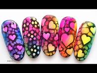 Video thumbnail for Easy neon pigments nail art with blooming gel for Valentines day.