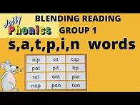 Video thumbnail for JOLLY PHONICS blending group 1 | Sounding, blending, reading, s,a,t,p,i,n words ukg lkg grade 1