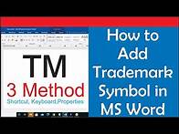 Video thumbnail for How to Insert the Trademark Symbol in Word ™ TM using your keyboard Shortcut & Properties on Pc/Mac