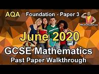 Video thumbnail for GCSE Maths AQA June 2020 Paper 3 Foundation Tier Walkthrough [8 June 2020 - listed as November 2020]