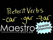 Video thumbnail for Preterit Tense: CAR, GAR, and ZAR verbs in Spanish
