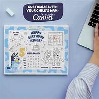 Video thumbnail for Blue Heeler Party Activity Page Printable, Customized Bluey Inspired Birthday Coloring Sheet, Personalized Placemat, Bluey Theme Party Favor - Etsy