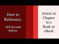 Video thumbnail for How to Reference an Article in a Book: APA Seventh Edition