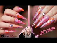 Video thumbnail for Extreme Acrylic Stiletto Ombre & French with Wavy Gel Polish Design