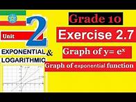 Video thumbnail for Mathematics Grade 10 Unit 2: Exercise 2.7 and Graph of e^x (graph of Natural Exponential Function)