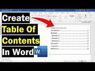 Video thumbnail for How To Create A Table Of Contents In Microsoft Word