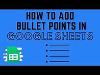 Video thumbnail for How to Add Bullet Points in Google Sheets
