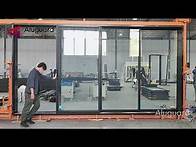 Video thumbnail for 4 panel slim aluminum frame patio sliding door