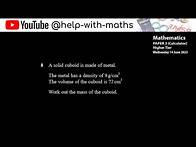 Video thumbnail for Edexcel GCSE June 2023 P3: Q8 Density Mass & Volume