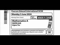 Video thumbnail for 4MA1/2HR Mathematics IGCSE Edexcel Monday 3 June 2024 / Q.No 6