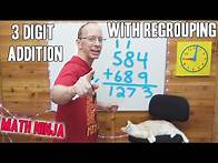 Video thumbnail for 3 Digit Addition with Regrouping for 1st 2nd and 3rd Grade Math Lesson