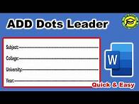 Video thumbnail for How to add dots Leader in table of contents Word
