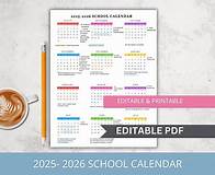Video thumbnail for 2025-2026 Editable School Calendar Template for Preschool, Daycare, Childcare, Day Care & Sports Teams Printable Year at a Glance Template - Etsy
