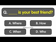 Video thumbnail for English Quiz for Kids | English Grammar Quiz for grade 3 | Question Words Quiz | Quiz Time