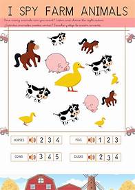 Video thumbnail for I spy farm animals worksheet