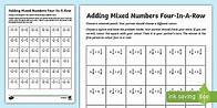 Video thumbnail for Adding Mixed Number Fractions 4-in-a-Row Game