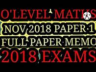 Video thumbnail for O'level Mathematics November 2018 Paper 1 Full Paper and Memo Zimsec