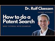Video thumbnail for How to do a Patent Search? Brief Patent Search Tutorial - #rolfclaessen