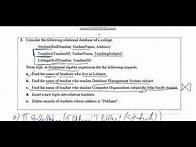 Video thumbnail for DBMS - Relational Algebra Questions with Solution - Part 1.