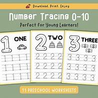 Video thumbnail for Number Tracing Worksheets 0-10 for Preschool & Kindergarten, Printable Handwriting Practice, Early Math Skills and Learning, PDF Download - Etsy