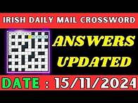 Video thumbnail for Irish Daily Mail Quick Crossword Answers 15 November 2024 Updated