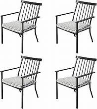 Video thumbnail for Set of 4 Stackable Outdoor Dining Chairs with Cushions, Integrated Wrought Iron Furniture Indoor Outdoor Patio Chairs for Porch, Yard, Lawn, Garden - Black