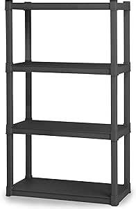 Video thumbnail for Sterilite 4-Shelf Plastic Storage Rack, Heavy Duty Shelving Unit for Garage, Gray