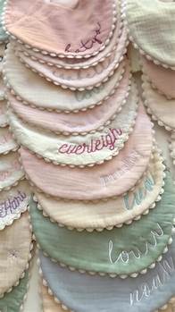 Video thumbnail for Embroidered Baby Bib, Burp Cloth, Gauze Bib, Pompom Bib, Lace Bib, Baby Swaddle, Personalized Bib, Bib With Name, Baby Accessories - Etsy