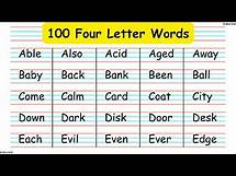 Video thumbnail for 100 Four Letter Words, 100 4 letters words, Four letter words, 100 four letter words, 4 letters word
