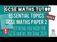 Video thumbnail for Practice Topics You NEED for The GCSE Maths Exam Paper 2 Monday 3rd June 2024 | Higher | TGMT