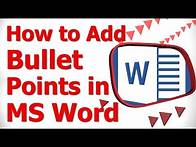 Video thumbnail for How to Add Bullet Points in MS Word