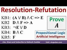 Video thumbnail for 5. Knowledge Base Prove Inference resolution refutation Propositional Logic Artificial Intelligence