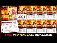 Video thumbnail for Printable Full Year 2024 CALENDAR | Free Photoshop Template