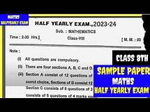 Video thumbnail for Class 8 Half Yearly Question Paper 2023-24 Maths || Cbse Sample Paper 2023-24 ||