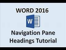 Video thumbnail for Word 2016 - Navigation Pane Tutorial - How To Show, Use, Hide, Headings in Microsoft MS Office 365
