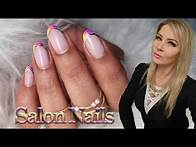 Video thumbnail for Rainbow french tip on short almond nails. Biab application step by step.