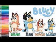 Video thumbnail for Bluey Coloring Book Pages Compilation - Mum, Dad, Bingo, and Bluey Heeler!