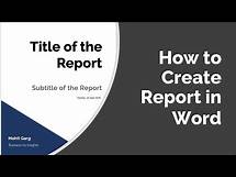Video thumbnail for How to make Classic Report Template in Word | Business Reports | Speed Word