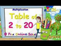 Video thumbnail for Table of 2 to 20 | Multiplication Table 2 to 20 | Learn @ Free Online School FOS