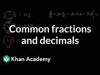Video thumbnail for Common fractions and decimals | Math | 4th Grade | Khan Academy