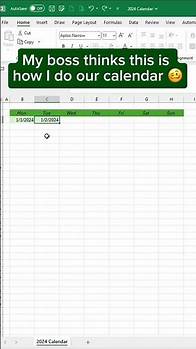 Video thumbnail for Create a 2024 Excel Calendar in SECONDS