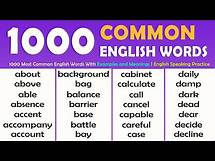 Video thumbnail for Unlock Your English Vocabulary: 1000 Most Common English Words with Examples and Meanings